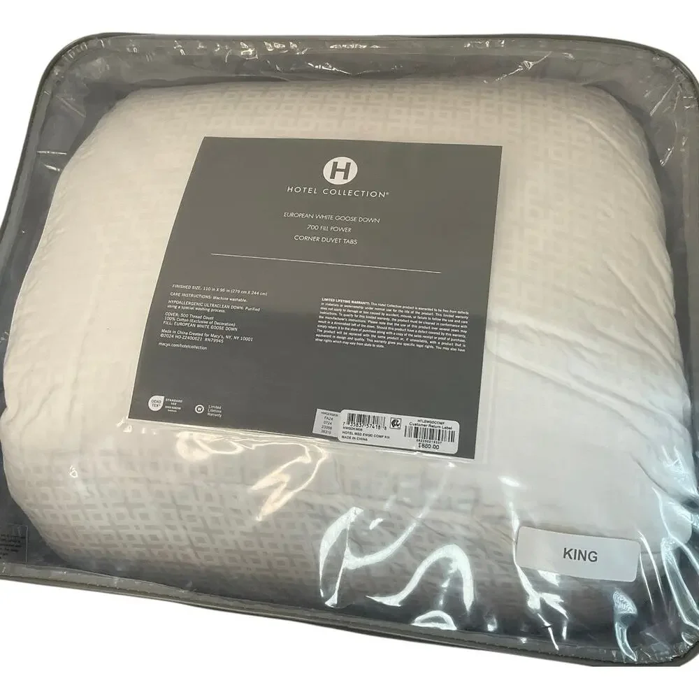 Hotel Collection European Down Medium Weight Hypoallergenic Comforter White King